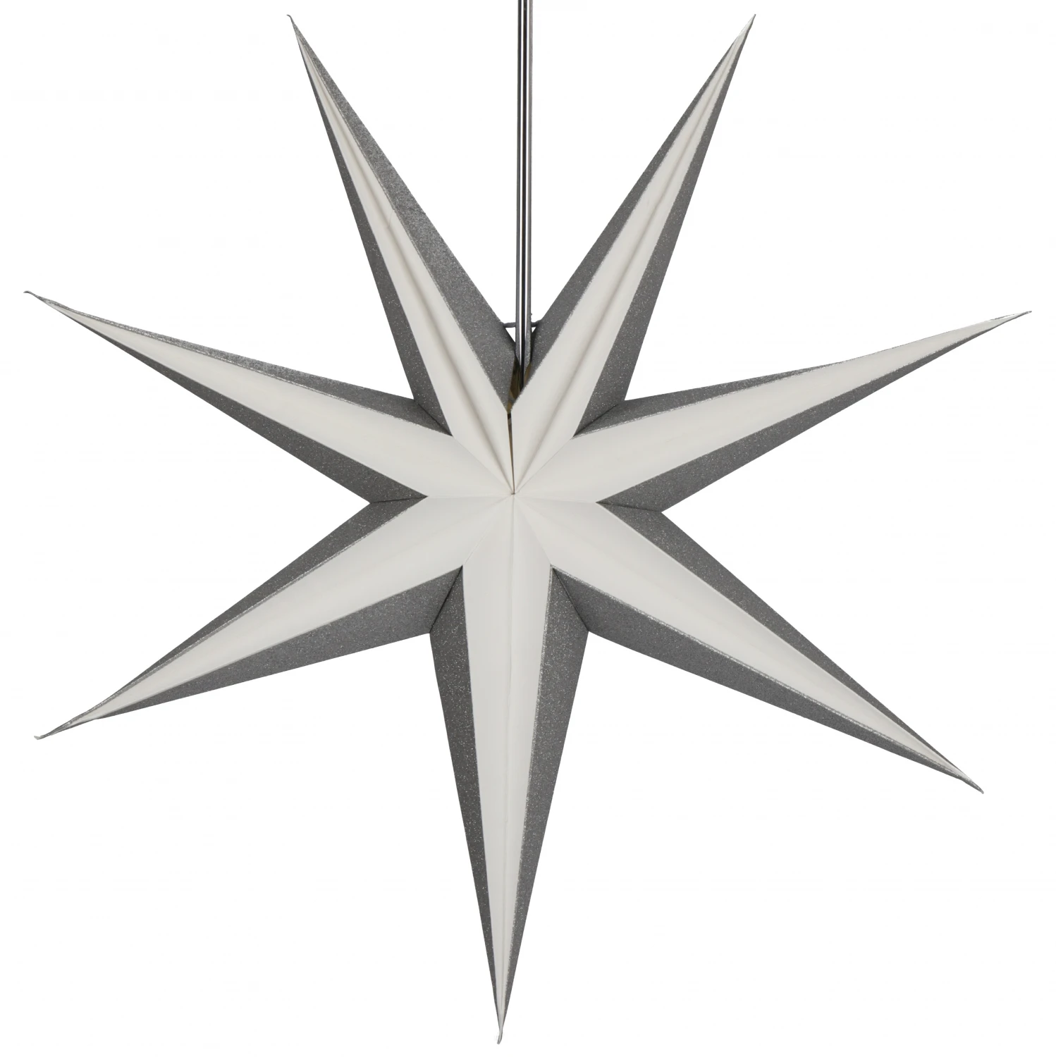 Faltbarer Advents Leucht Papierstern, Weihnachtsstern 60 Cm - Teva 3D Silver Out 4 Faltbarer Advents Leucht Papierstern, Weihnachtsstern 60 Cm - Teva 3D Silver Out – Bild 2