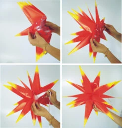 3D Außenstern Kaspar, Weihnachtsstern, Faltstern Mit 18 Spitzen Incl. 7 M Kabel &amp; LED Leuchtmittel - Ø 35 Cm Trafo Gelb -Laden Für Heimbeleuchtung 11 21 aufbau kasbar