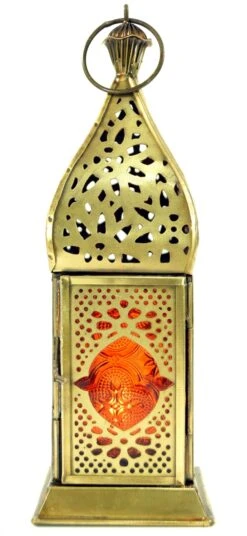 Orientalische Metall/Glas Laterne In Marrokanischem Design, Windlicht - 21x7x7 Cm -Laden Für Heimbeleuchtung 12 18dsc01103