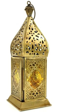 Orientalische Metall/Glas Laterne In Marrokanischem Design, Windlicht - 21x7x7 Cm -Laden Für Heimbeleuchtung 12 18dsc01105