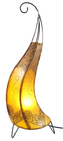 Hennalampe, Leder Tischlampe / Tischleuchte - Alban - Gelb - 70x22x22 Cm