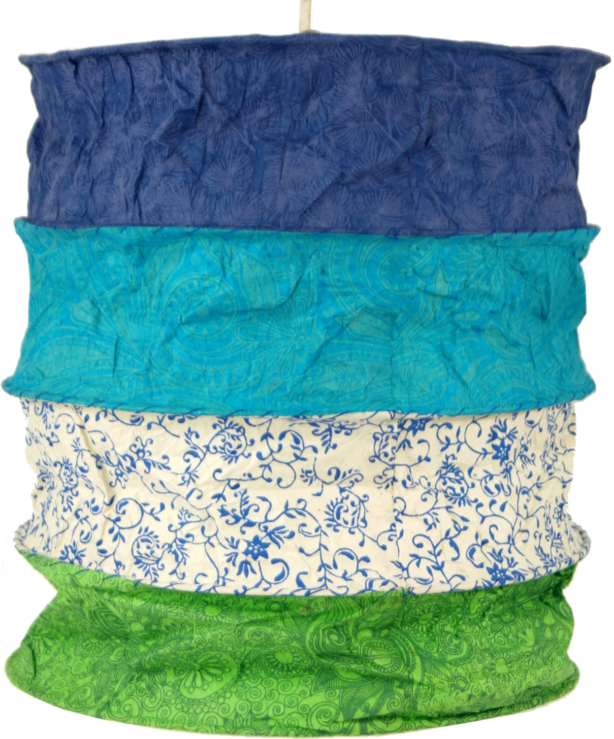 Runde Boho Papier Hängelampe, Lokta Papierlampenschirm Kailash, Handgeschöpftes Papier - Blau/grün - 35x28x28 Cm 4 Runde Boho Papier Hängelampe, Lokta Papierlampenschirm Kailash, Handgeschöpftes Papier - Blau/grün - 35x28x28 Cm – Bild 2