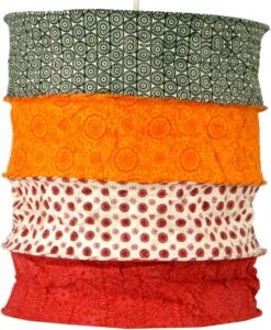 Runde Boho Papier Hängelampe, Lokta Papierlampenschirm Kailash, Handgeschöpftes Papier - Rot/schwarz - 35x28x28 Cm -Laden Für Heimbeleuchtung 12 18dsc01721