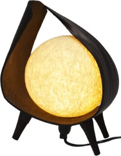 Palmenblatt Tischlampe / Tischleuchte, In Bali Handgemacht Aus Naturmaterial, Palmholz - Modell Sophia - 25x28x18 Cm -Laden Für Heimbeleuchtung 18 11 20lampen 18 06 20 25