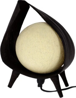 Palmenblatt Tischlampe / Tischleuchte, In Bali Handgemacht Aus Naturmaterial, Palmholz - Modell Sophia - 25x28x18 Cm -Laden Für Heimbeleuchtung 18 11 20lampen 18 06 20 29