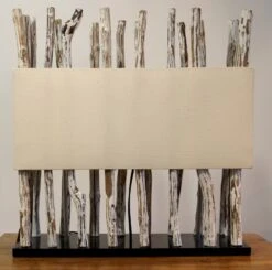 Tischleuchte / Tischlampe, In Bali Handgemachtes Unikat Aus Naturmaterial,Treibholz, Baumwolle - Modell Tabanan - 54x52x18 Cm -Laden Für Heimbeleuchtung 2 18 dsc08455