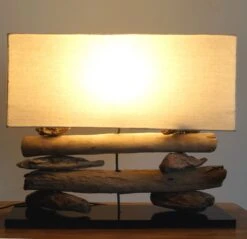 Tischlampe / Tischleuchte, Handgefertigt In Bali, Treibholz, Baumwolle, Unikat - Modell Malacoota - 43x50x17 Cm -Laden Für Heimbeleuchtung 2 18 dsc08457