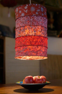 Runde Boho Papier Hängelampe, Lokta Papierlampenschirm Everest, Handgeschöpftes Papier -rot - 40x28x28 Cm -Laden Für Heimbeleuchtung 2 21 18765 lampe