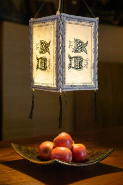 Lokta Papier Hänge Lampenschirm, Deckenleuchte Aus Handgeschöpftem Papier - Fisch Weiß - 28x18x18 Cm -Laden Für Heimbeleuchtung 2 21 38187 lampe