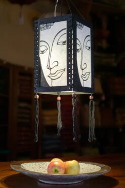 Thai Deko Hängeleuchte, Stimmungsleuchte Aus Holz &amp; Handgeschöpftem Papier - Buddha/weiß - 35x17x17 Cm -Laden Für Heimbeleuchtung 2 21 39169 lampe