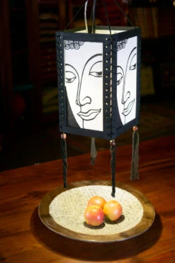 Thai Deko Hängeleuchte, Stimmungsleuchte Aus Holz &amp; Handgeschöpftem Papier - Buddha/weiß - 35x17x17 Cm -Laden Für Heimbeleuchtung 2 21 39169 lampe 2