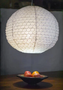 Runder Lokta Papierlampenschirm, Hängelampe Coronada Ø 50 Cm - Weiß -Laden Für Heimbeleuchtung 2 21 49331