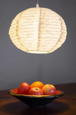 Runder Lokta Papierlampenschirm, Boho Hängelampe Coronada Ø 30 Cm - Natur/weiß -Laden Für Heimbeleuchtung 2 21 49368