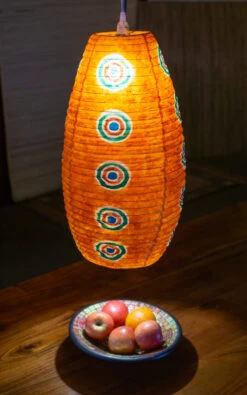 Ovaler Lokta Papierlampenschirm, Hängelampe Coronada Retro - Orange - 52x29x29 Cm -Laden Für Heimbeleuchtung 2 21 49391