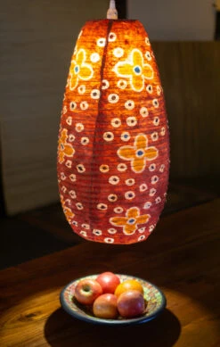 Ovaler Lokta Papierlampenschirm, Hängelampe Coronada Flower Power - Rot - 52x29x29 Cm -Laden Für Heimbeleuchtung 2 21 49394