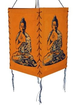 Lokta Papier Hänge Lampenschirm, Deckenleuchte Aus Handgeschöpftem Papier - Buddha 1 Orange - 28x18x18 Cm -Laden Für Heimbeleuchtung 3 18dsc01146