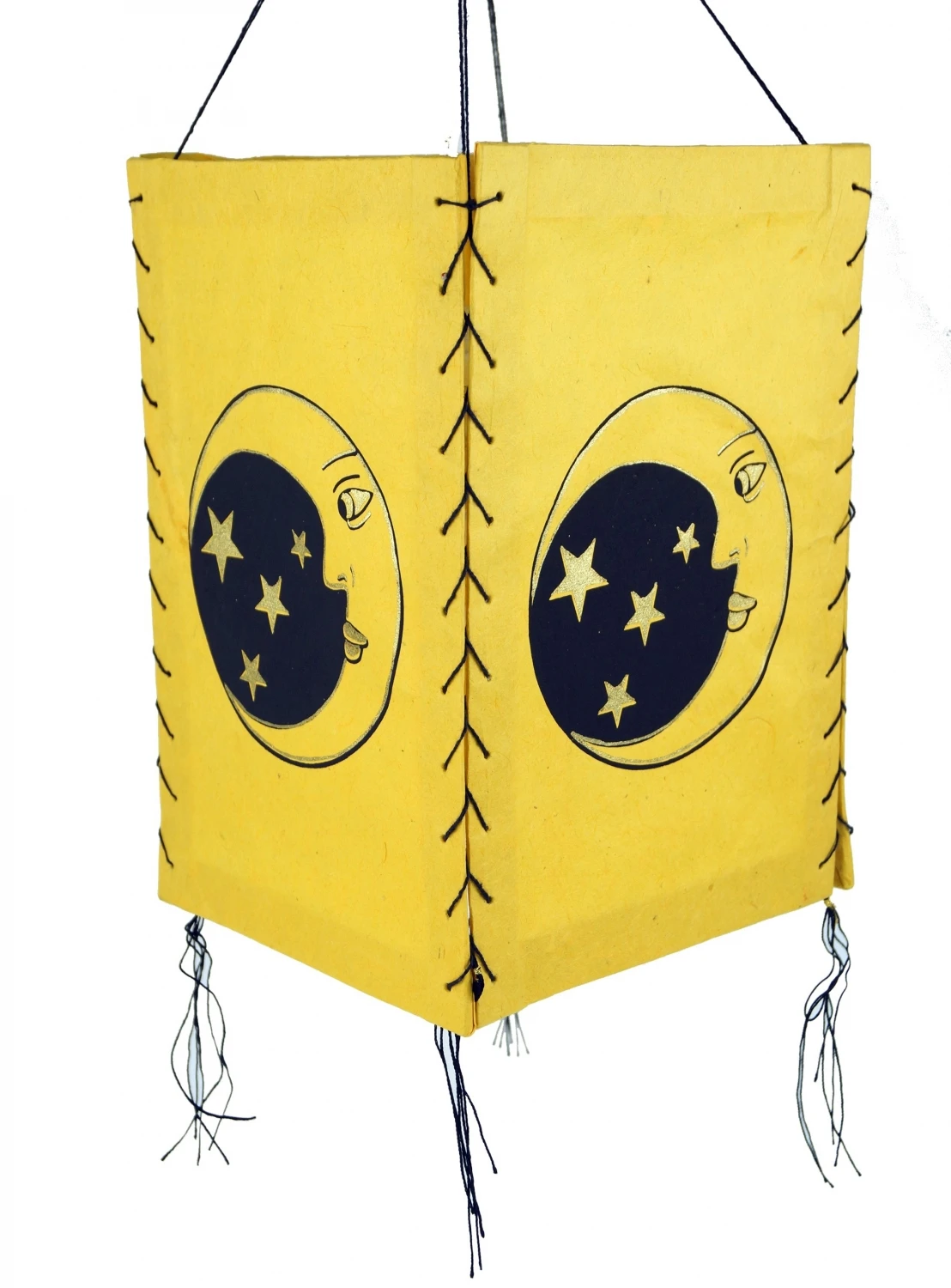 Lokta Papier Hänge Lampenschirm, Deckenleuchte Aus Handgeschöpftem Papier - Mond Gelb - 28x18x18 Cm 4 Lokta Papier Hänge Lampenschirm, Deckenleuchte Aus Handgeschöpftem Papier - Mond Gelb - 28x18x18 Cm – Bild 2