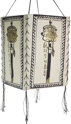 Lokta Papier Hänge Lampenschirm, Deckenleuchte Aus Handgeschöpftem Papier, Gebetsmühle - Weiß - 28x18x18 Cm -Laden Für Heimbeleuchtung 3 18dsc01526