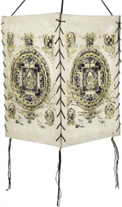 Lokta Papier Hänge Lampenschirm, Deckenleuchte Aus Handgeschöpftem Papier - Buddha Mandala Weiß - 28x18x18 Cm -Laden Für Heimbeleuchtung 3 18dsc02479