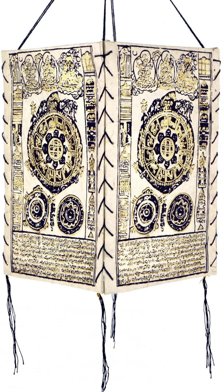 Lokta Papier Hänge Lampenschirm, Deckenleuchte Aus Handgeschöpftem Papier - Mandala Weiß - 28x18x18 Cm 5 Lokta Papier Hänge Lampenschirm, Deckenleuchte Aus Handgeschöpftem Papier - Mandala Weiß - 28x18x18 Cm – Bild 3