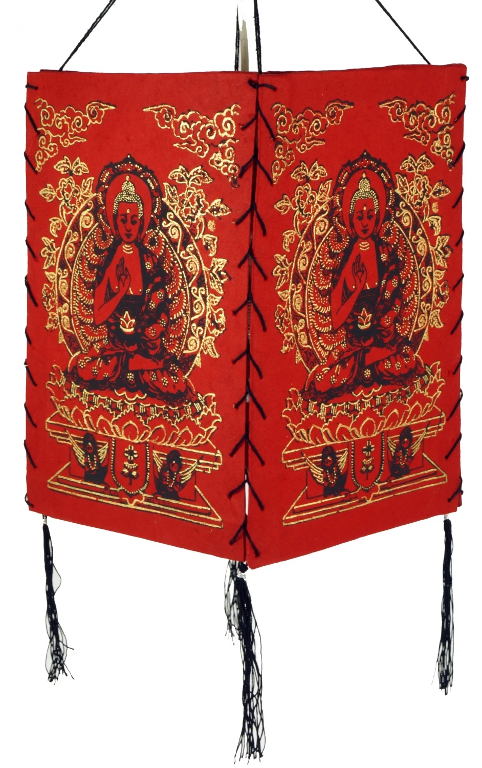 Lokta Papier Hänge Lampenschirm, Deckenleuchte Aus Handgeschöpftem Papier - Buddha 2 Rot - 28x18x18 Cm 4 Lokta Papier Hänge Lampenschirm, Deckenleuchte Aus Handgeschöpftem Papier - Buddha 2 Rot - 28x18x18 Cm – Bild 2