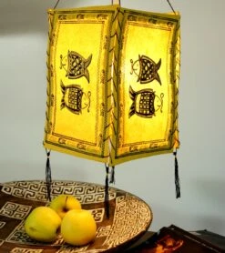 Lokta Papier Hänge Lampenschirm, Deckenleuchte Aus Handgeschöpftem Papier - Fisch Gelb - 28x18x18 Cm -Laden Für Heimbeleuchtung 3 18dsc09515