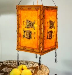 Lokta Papier Hänge Lampenschirm, Deckenleuchte Aus Handgeschöpftem Papier - Fisch Orange - 28x18x18 Cm -Laden Für Heimbeleuchtung 3 18dsc09516