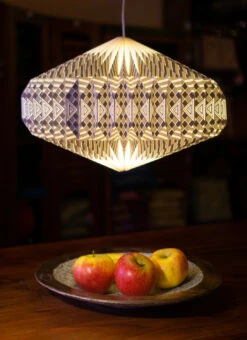 Origami Design Papier Lampenschirm - Modell Ufo Weiß/grau - 22x47x47 Cm -Laden Für Heimbeleuchtung 33316