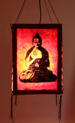 Lokta Papier Hänge Lampenschirm, Deckenleuchte Aus Handgeschöpftem Papier - Buddha 1 Rot - 28x18x18 Cm -Laden Für Heimbeleuchtung 37363 11 2133 deckenlampe baumwolle 13