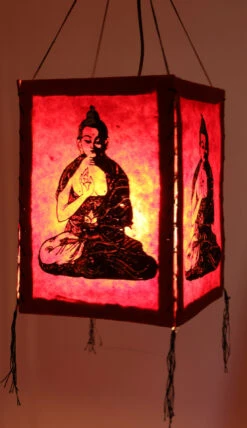 Lokta Papier Hänge Lampenschirm, Deckenleuchte Aus Handgeschöpftem Papier - Buddha 1 Rot - 28x18x18 Cm -Laden Für Heimbeleuchtung 37363 11 2133 deckenlampe baumwolle 14