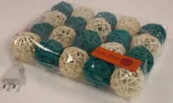 Rattan Ball LED Kugel Lampion Lichterkette - Türkis/weiß -Laden Für Heimbeleuchtung 4 14dsc01088