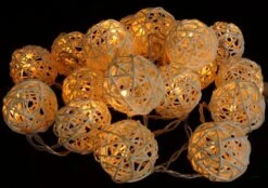 Rattan Ball LED Kugel Lampion Lichterkette - Natur -Laden Für Heimbeleuchtung 4 14dsc01108