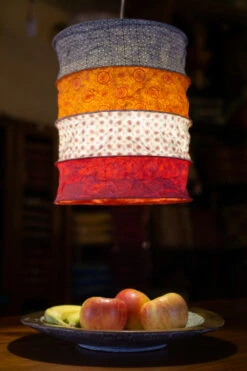 Runde Boho Papier Hängelampe, Lokta Papierlampenschirm Kailash, Handgeschöpftes Papier - Rot/schwarz - 35x28x28 Cm -Laden Für Heimbeleuchtung 40483