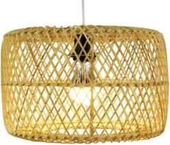 Deckenlampe / Deckenleuchte, In Bali Handgemacht Aus Naturmaterial, Rattan - Modell Royana - 20x32x32 Cm