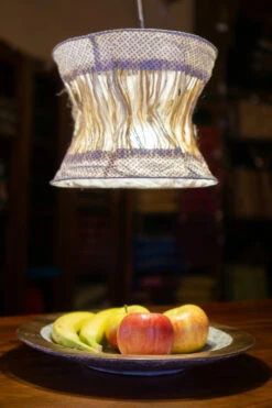 Runde Boho Papier Hängelampe, Lokta Papierlampenschirm Annapurna, Handgeschöpftes Papier - Beige - 25x28x28 Cm Ø28 Cm -Laden Für Heimbeleuchtung 47475