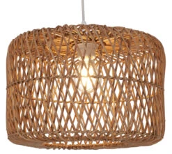 Deckenlampe / Deckenleuchte, In Bali Handgemacht Aus Naturmaterial, Rattan - Modell Royana Braun - 23x33x33 Cm