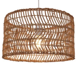 Deckenlampe / Deckenleuchte, In Bali Handgemacht Aus Naturmaterial, Rattan - Modell Rosalia - 23x39x39 Cm