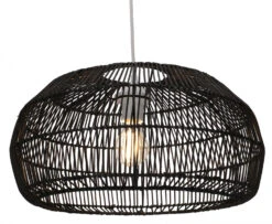 Deckenlampe / Deckenleuchte, In Bali Handgemacht Aus Naturmaterial, Rattan - Modell Rovaniemi - 23x45x45 Cm