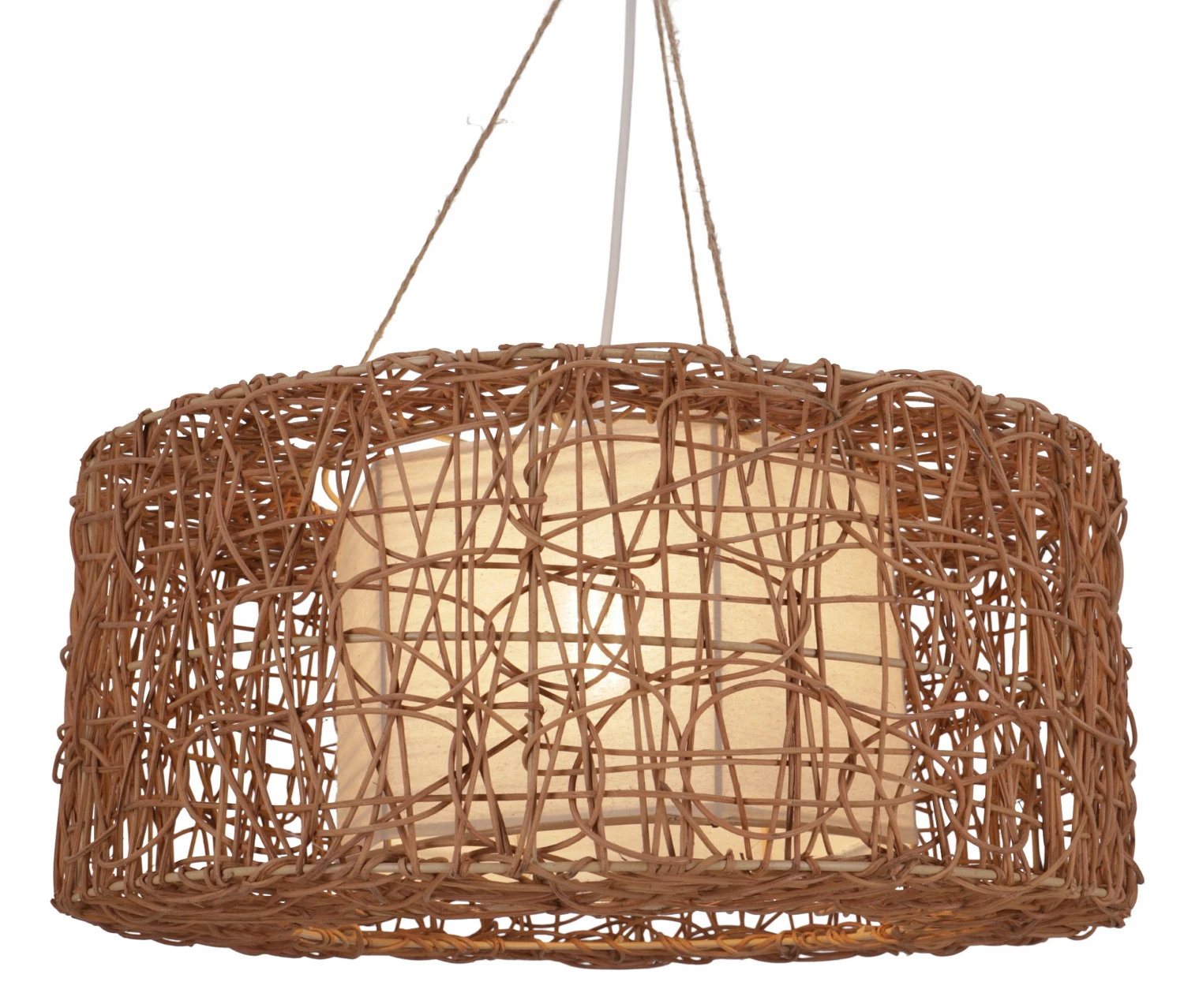 Deckenlampe / Deckenleuchte, In Bali Handgemacht Aus Naturmaterial, Rattan, Sisal - Modell Simba Braun - 20x50x50 Cm Ø50 Cm 3 Deckenlampe / Deckenleuchte, In Bali Handgemacht Aus Naturmaterial, Rattan, Sisal - Modell Simba Braun - 20x50x50 Cm Ø50 Cm
