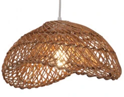 Deckenlampe / Deckenleuchte, In Bali Handgemacht Aus Naturmaterial, Rattan - Modell Molina Braun 37 Cm