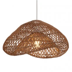 Deckenlampe / Deckenleuchte, In Bali Handgemacht Aus Naturmaterial, Rattan - Modell Molina Braun 50 Cm