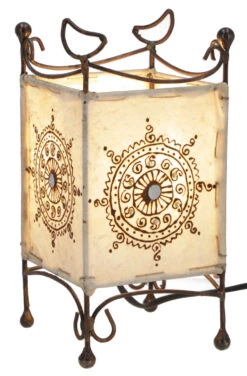 Hennalampe - Leder Tischlampe / Tischleuchte Madras - Weiß - 25x12x12 Cm -Laden Für Heimbeleuchtung 51606 11 2133 1359wandlampe 23 05 22 11