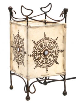 Hennalampe - Leder Tischlampe / Tischleuchte Madras - Weiß - 25x12x12 Cm -Laden Für Heimbeleuchtung 51606 11 2133 1359wandlampe 23 05 22 9