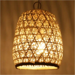 Deckenlampe / Deckenleuchte, In Bali Handgemacht Aus Naturmaterial, Rattan, Bambus, Baumwolle - Modell Hermana S - 30x23x23 Cm -Laden Für Heimbeleuchtung 52648 t 11 21 lampe 2 23 20
