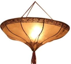 Henna - Leder Deckenlampe / Deckenleuchte - Salem Natur - 20x50x50 Cm