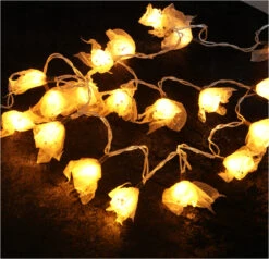 Batterie Blüten LED Lichterkette Mit Skelettblättern 20 Stk. - Beige -Laden Für Heimbeleuchtung 52901 t 11 21 deko m02 22 26 1