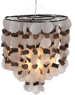 Deckenlampe / Deckenleuchte, Muschelleuchte Aus Hunderten Capiz, Perlmutt Plättchen - Modell Papua - 40x30x30 Cm Ø30 Cm -Laden Für Heimbeleuchtung 53106 11 2133 1359deko 9 5 23 1