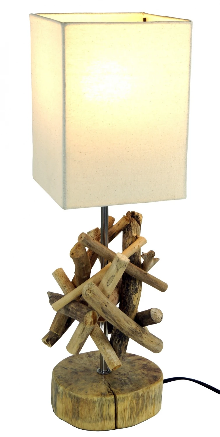 Tischleuchte / Tischlampe Bilbao, Treibholz, Baumwolle, In Bali Handgemacht Aus Naturmaterial - Modell Bilbao - 50x15x15 Cm 5 Tischleuchte / Tischlampe Bilbao, Treibholz, Baumwolle, In Bali Handgemacht Aus Naturmaterial - Modell Bilbao - 50x15x15 Cm – Bild 3