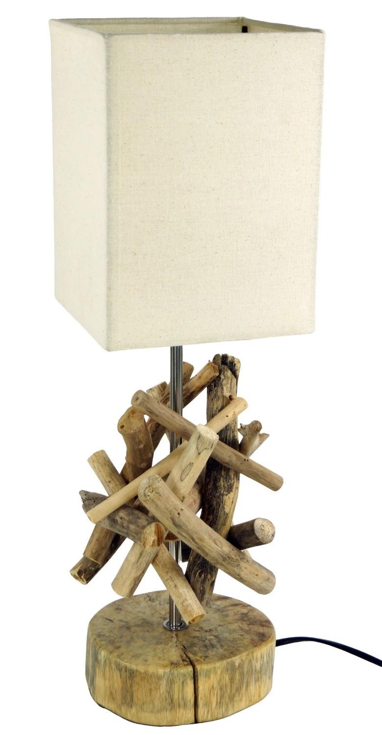 Tischleuchte / Tischlampe Bilbao, Treibholz, Baumwolle, In Bali Handgemacht Aus Naturmaterial - Modell Bilbao - 50x15x15 Cm 4 Tischleuchte / Tischlampe Bilbao, Treibholz, Baumwolle, In Bali Handgemacht Aus Naturmaterial - Modell Bilbao - 50x15x15 Cm – Bild 2