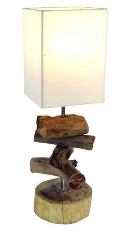 Tischleuchte / Tischlampe Salamanca, Treibholz, Baumwolle, In Bali Handgemacht Aus Naturmaterial - Modell Salamanca - 50x15x15 Cm -Laden Für Heimbeleuchtung 7 18dsc06212